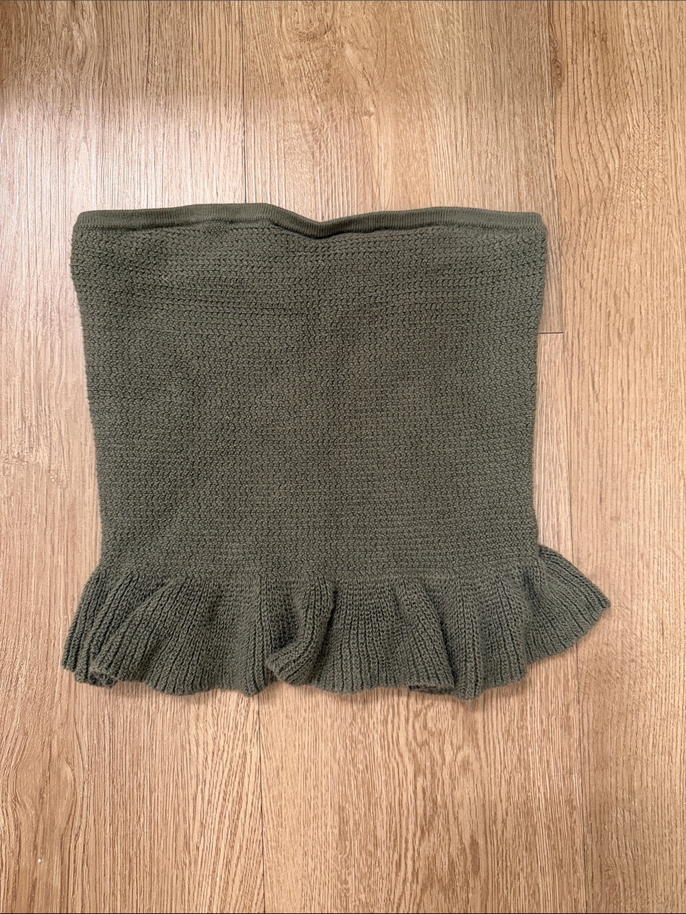 American Eagle Outfitters Olive Knit Ruffle Tube Top